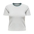 thumbnail image 1 of ONLY Camiseta de mujer - ONLLUPE STRIPE TEE, manga corta, cuello redondo, corte ajustado, rayas Blanco/Verde S (Small), 1 of 3
