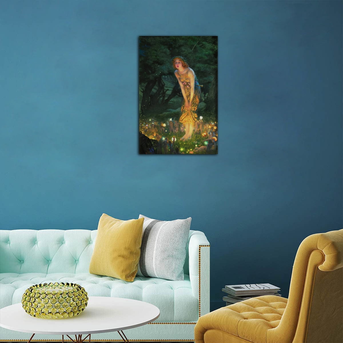 Edward Hughes Midsummer Eve Art Painting Poster Pre-Raphaelite Woman Portrait Oil Painting Print Canvas Painting Wall Art Modern Bedroom Decor Poster