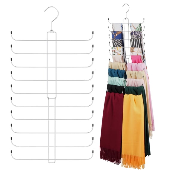 Z ZEDODIER Scarf Hanger Hijab Organizer for Closet, Metal hanging Holder Holds 20 Scarves, Space Saving Closet Storage, Silver