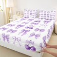 thumbnail image 4 of jejeloiu Cartoon Ribbon Bows Queen Sheet Sets,Purple Fruit Cherries Bed Set For Bowknot Girl 4pcs, 4 of 6