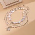 thumbnail image 5 of NICKSUN Gold Layered Irregular Baroque Imitation Pearl Pendant Necklaces for Women, Vintage Multi Layer Paperclip Beaded Pearls Snake Chain Choker OT Buckle Necklaces Jewelry Gift, 5 of 6