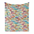 thumbnail image 1 of Abstract Soft Flannel Fleece Throw Blanket, Colorful Pattern with a Group of Overlapping Horizontal Long Rectangle Shapes, Cozy Plush for Indoor and Outdoor Use, 60" x 80", Multicolor, by Ambesonne, 1 of 6