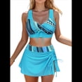 thumbnail image 1 of Conjunto de Bikini de Cintura Alta para Mujer, Falda con Control de Abdomen, Traje de Baño de Dos Piezas con Estampado de Control de Abdomen Azul M, 1 of 6