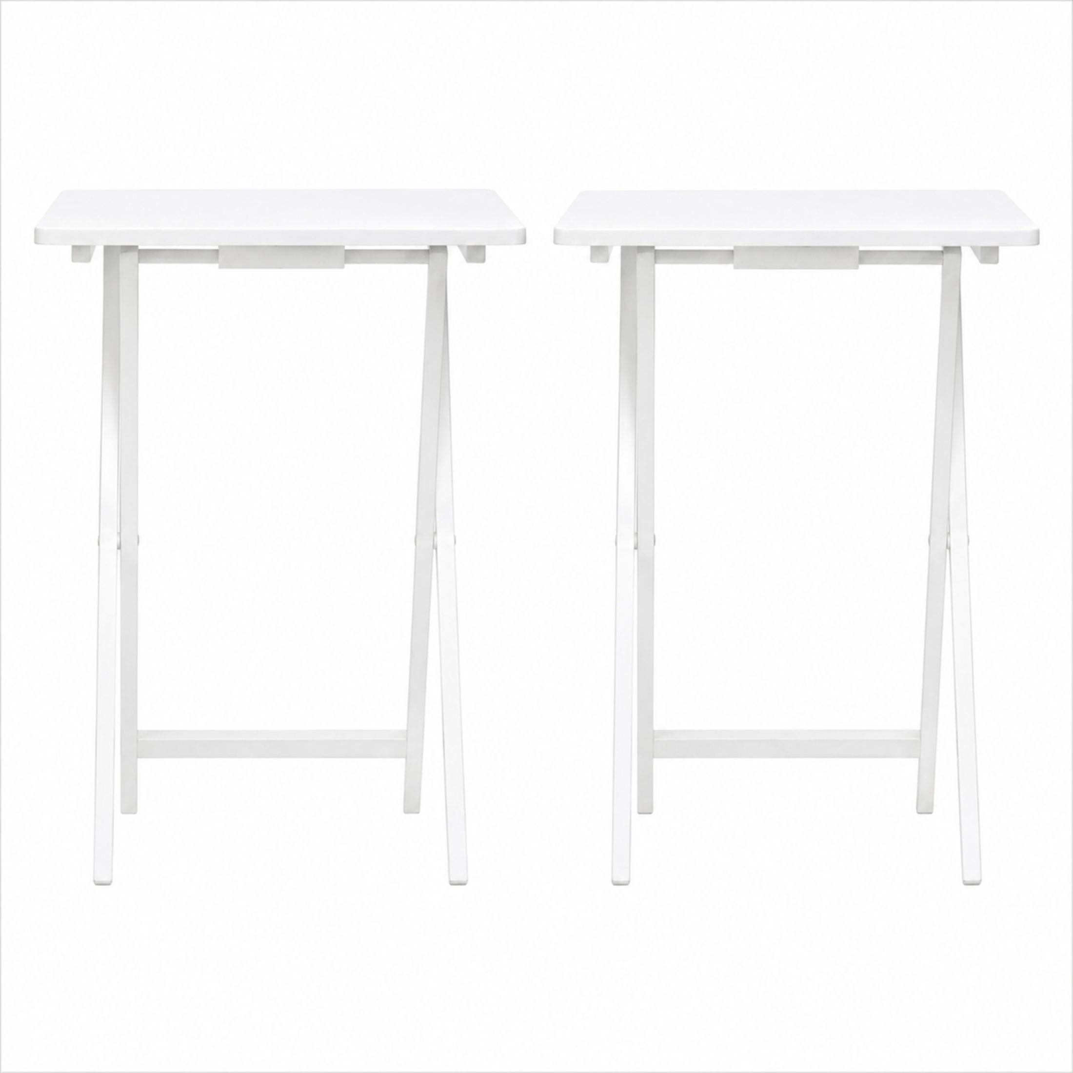 (4 pack) Mainstays Solid Rubberwood Folding TV Tray Tables, Set of 2, White