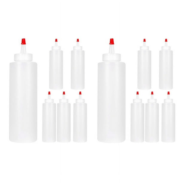 12PC Squeeze Squirt Condiment Botellas para Salsas - 16 Onzas - Contenedores Perfectos para Salsa de Tomate, Barbacoa, Salsas, Jarabe