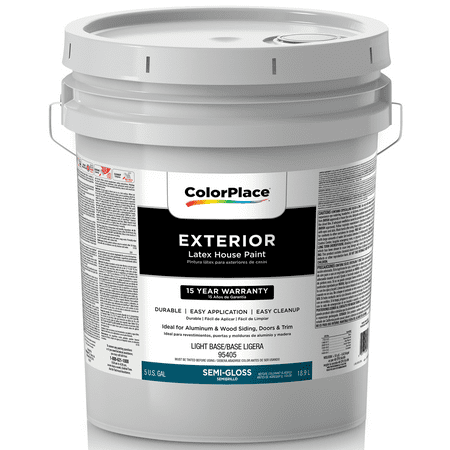 ColorPlace Bright White/Light Base, Semi-Gloss, Classic Exterior House Paint, 5 gal