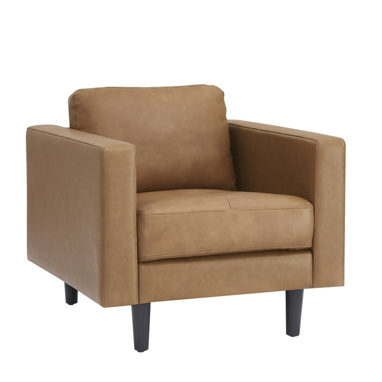 Naomi Home Marisa Genuine Leather Mid-Century Sofa Set of 2 - Tan