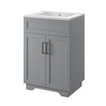 thumbnail image 2 of OLD CAPTAIN Bathroom Vanity with Ceramic Sink, Wooden Double Door Bathroom Storage Vanity with 24 Inch, Grey, 2 of 6