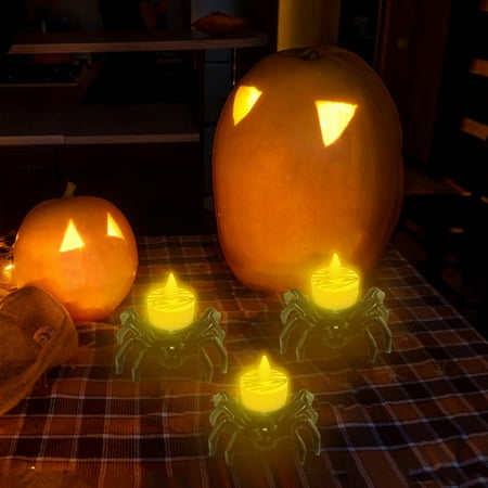 

YLOMAY Deals LED Spider Electronic Candle Halloween Pumpkin Lantern Spider Ghost Festival Decoration Ornaments Luminous Night Light