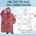 thumbnail image 4 of Oversized Wearable Blanket Hoodie,Red Skull Flower Cross Pattern Sherpa Blanket Hoodie with Super Pockets,Super Warm Fuzzy Pullover for Women & Men, 4 of 6