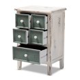 thumbnail image 2 of Baxton Studio Table d'Appoint en Bois à 5 Tiroirs Style Ferme en Blanc et Turquoise, 2 of 8