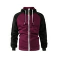 thumbnail image 5 of kpoplk Mens Zipper Hoodie Casual Hooded Sweatshirt Fleece Jacket Wine,XXL, 5 of 6