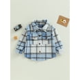 thumbnail image 2 of Infant Baby Boy Shirts Jacket Plaid Long Sleeve Single-Breasted Shacket Coat with Pockets Toddler Casual Fall Winter Outerwear, 2 of 8