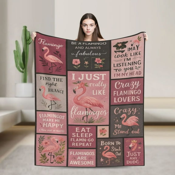 Pink Flamingo Blanket, Flamingo Gifts for Women, Flamingos Decor, Gifts for Flamingo Lovers on Christmas Birthday 50x40