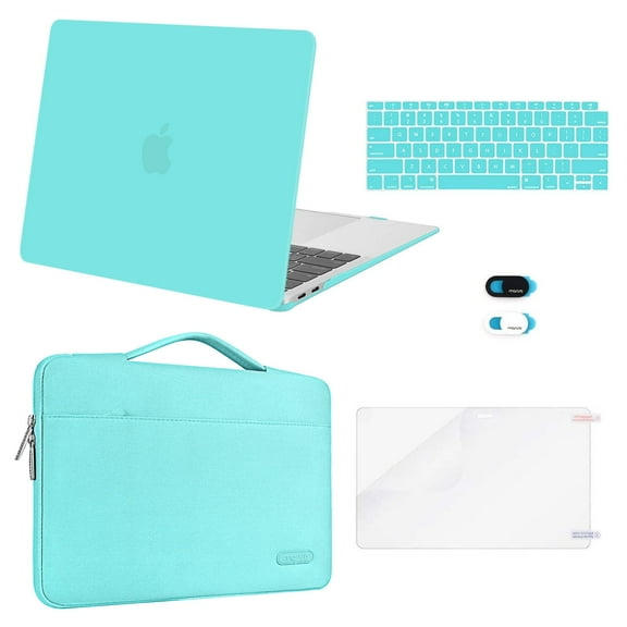 Mosiso 5 in 1 New Macbook Air 13 Inch Case A1932 2019 2018 Release, Hard Case Shell Cover&Sleeve Bag for Apple MacBook Air 13'' with Retina Display andTouch ID, Turquoise