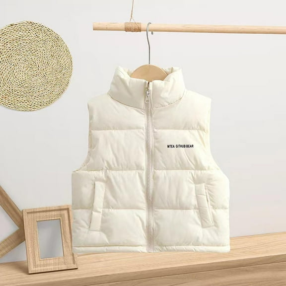 AUNVITO Boys Girls 3-15Y Thickened Sleeveless Quilted Vest with Zip-Up Stand Collar, Warm Cotton Padded Outerwear for Autumn Winter