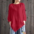 thumbnail image 2 of Womens Spring and Summer Round Neck Long Sleeve Solid Loose Casual Cotton, 2 of 9