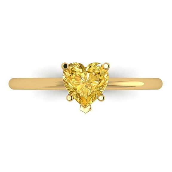 Solitaire Engagement Ring for Women - 1.25ct Simulated Yellow Diamond in 18K Yellow Gold Promise Ring