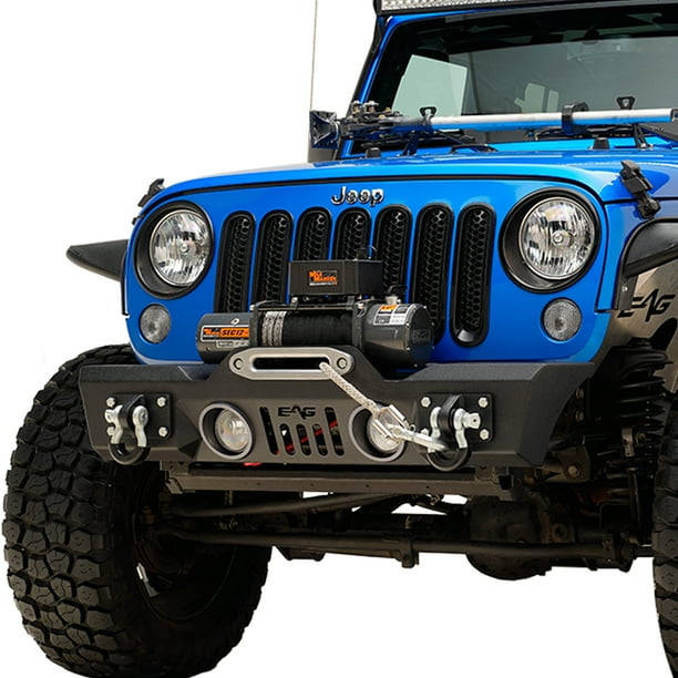 EAG Stubby Front Bumper with Fog Light Hole Black Rock Crawler Offroad