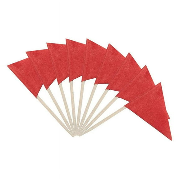 100 Pcs Solid Red Toothpick Flags Small Mini Plain Color Stick Cupcake Toppers DIY Decoration