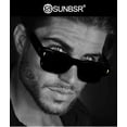 thumbnail image 2 of Gafas de Sol SUNBSR Clásicas Cuadradas para Mujer y Hombre Negro/Gris, 2 of 8