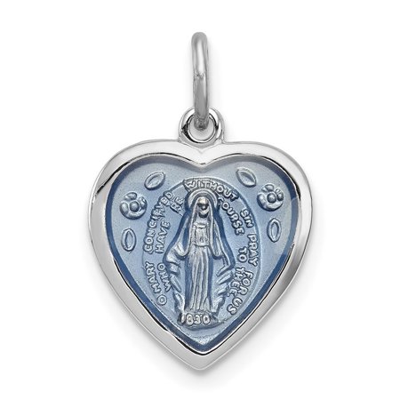 Diamond2Deal 925 Sterling Silver Platinum-Plated Miraculous Heart Medal Pendant for Women