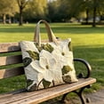 thumbnail image 7 of huayou 12.20x12.60 inch Quilted Tote Bag, White Magnolia Green Leaf Digital Print Large Capacity Zipper Handbag, Elegant Shoulder Bag Decoration for Work Daily, 7 of 7