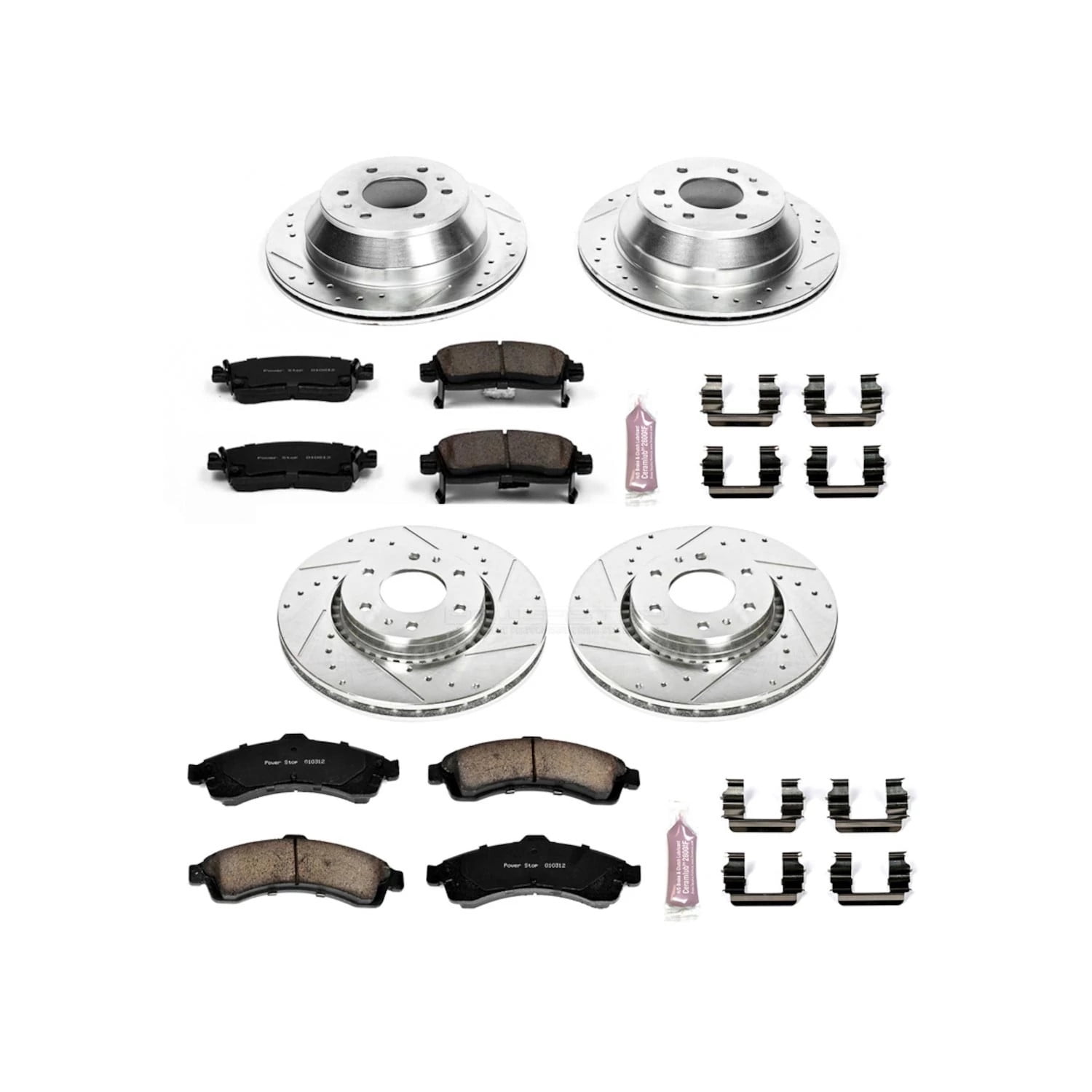 PowerStop Front and Rear Z23 Evolution Sport Carbon-Fiber Ceramic Brake Pad and Drilled & Slotted Rotor Kit Fits: BUICK CHEVROLET GMC ISUZU SAAB Select Models K2062