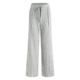 thumbnail image 4 of zaveiop Womens Ribbed Wide Leg Lounge Pants with Pockets Casual Relaxed Comfy Loose Soft Knit Pajama Pants with Drawstring (Grey, M), 4 of 9