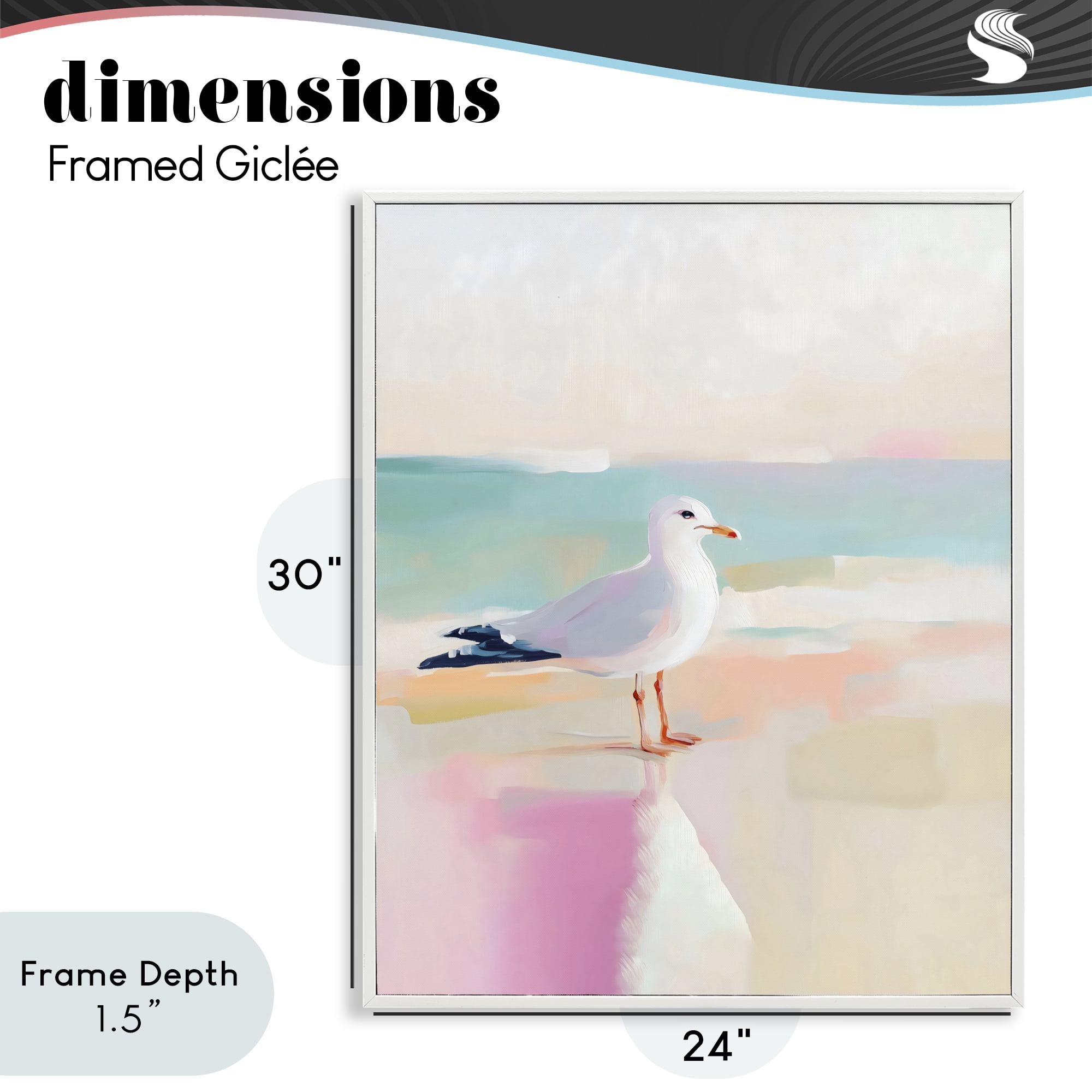 Stupell Industries Seagull Beach Tranquil Reflection White Framed Giclee Art, design by The Prints Vibe