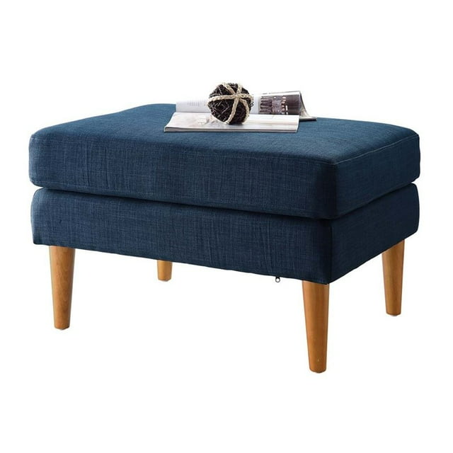Convenience Concepts Designs4Comfort Marlow Mid Century Ottoman Blue Fabric