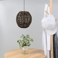 thumbnail image 3 of Pendant Lamp Shade, Handwoven Retro Style Lighting Fixture, Ceiling Light Shade Wicker Paper Rope Rattan Lampshade for Living Room Dining Room Round Brown, 3 of 8