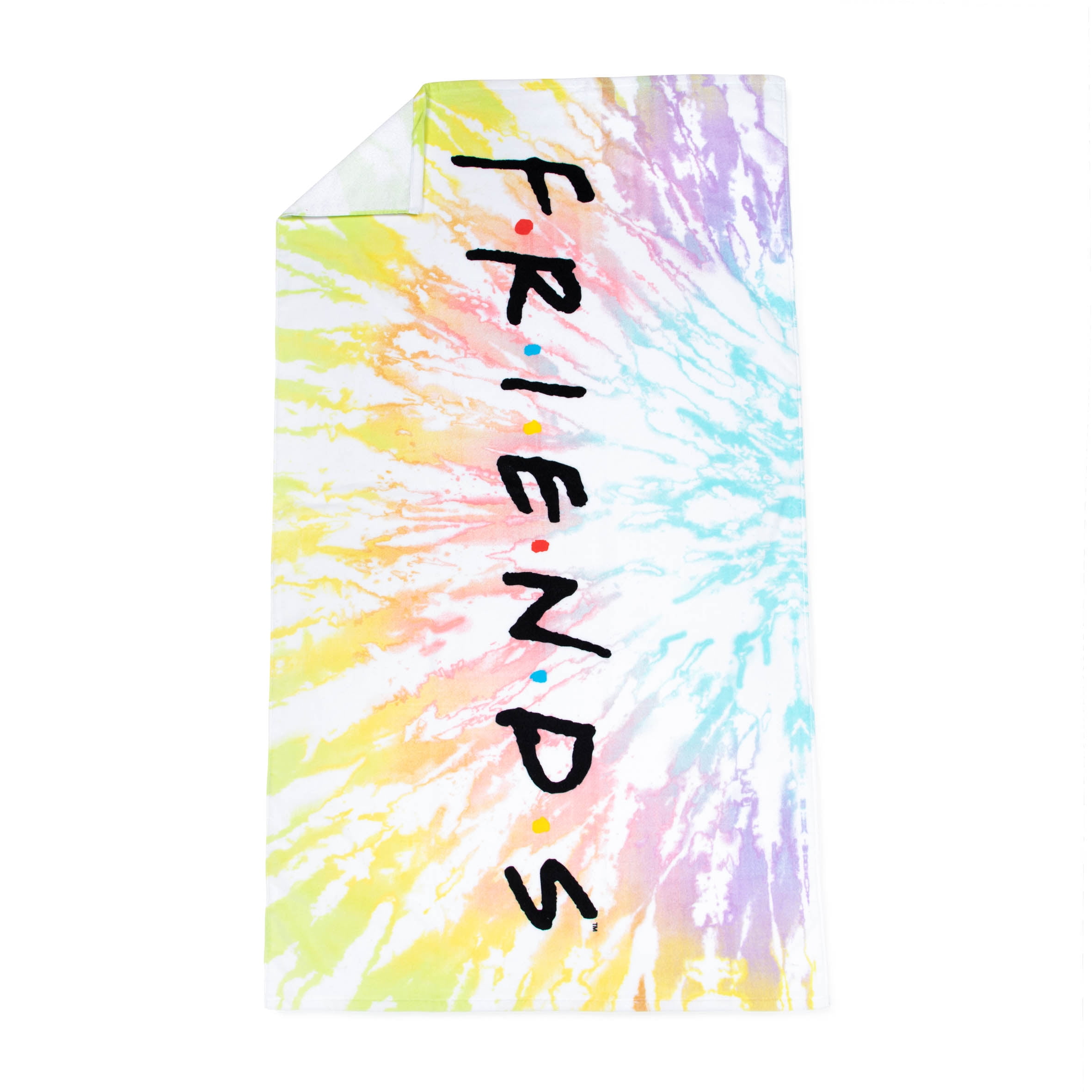 Friends Tie Dye Friends Beach Towel, 34 x 64, White, Warner Brothers
