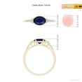 thumbnail image 5 of ANGARA Natural Horizontally Set Sapphire Ring with Trio Diamond Accents in 14K Yellow Gold for Women (Size-7x5mm) | September Birthstone, Anniversary, Jewelry Gift for Women | Natural Sapphire Ring, 5 of 9