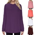 thumbnail image 1 of NJDVHB Économies d'Automne Hiver! Hauts pour Femmes Tendance, Chandail en Molleton pour Femmes, Hauts d'Automne pour Dames, Chandails en Molleton Sans Capuche à Manches Longues, Col Rond, Ample, Vin, TTTG, 1 of 5