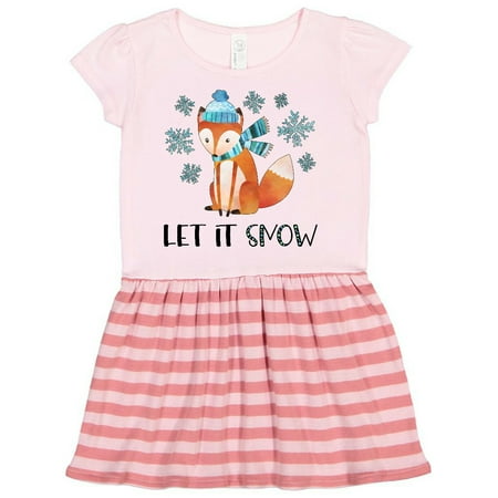 

Inktastic Let it Snow Cute Orange Fox in Hat and Scarf Gift Toddler Girl Dress