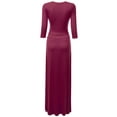thumbnail image 3 of Doublju Women's 3/4 Sleeve Wrap Front Maxi Dress with Tie Waist, 3 of 4