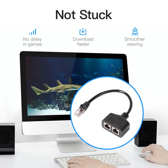 Adaptador divisor de red Ethernet RJ45 para PC, portátil, extensor de Cable de 1 a 2 enchufes