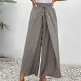 thumbnail image 7 of Split Flowy Pants for Women Tulip Pants Boho High Rise Elastic Waisted Wide Leg Summer Swing Palazzo Pants with Slit Casual Loose Comfy Cooling Trousers, Gray (Small), 7 of 7