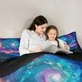 thumbnail image 4 of Feelyou Psychedelic Galaxy Bedding Comforter Set 7-Piece for Teen, 3D Nature Mountain King Bedding Sets, Glitter Stars Print Reversible Bed Sheets, Lightweight Room Decor, 4 of 7