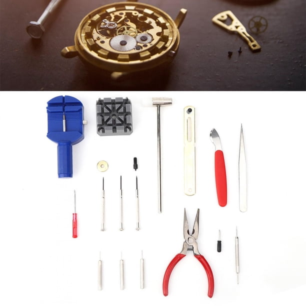 Herramientas para relojes, juego de 16 piezas, reparación de relojes, ajustador de correa de reloj, herramienta manual, diseño elevado