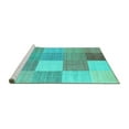 thumbnail image 2 of Ahgly Company Machine Washable Indoor Rectangle Checkered Turquoise Blue Modern Area Rugs, 2' x 4', 2 of 4
