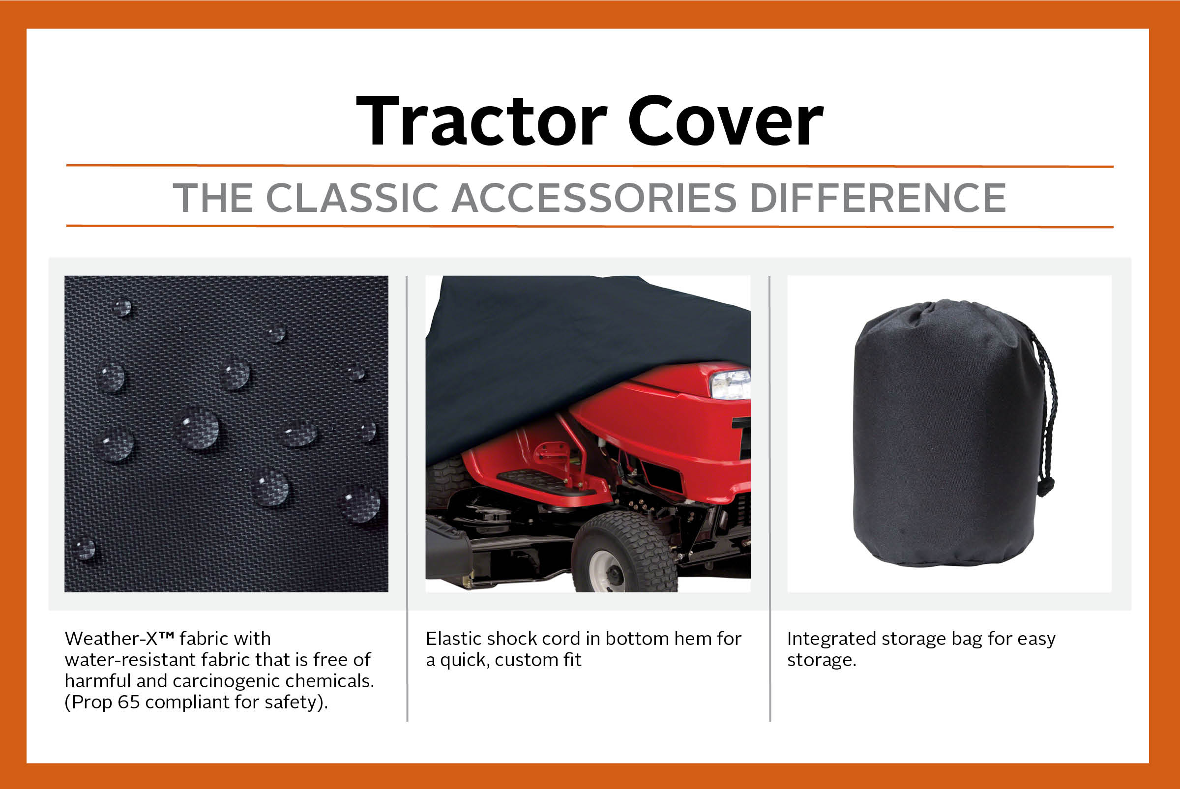 Classic Accessories Black Riding Lawn Mower Tractor Storage Cover, Fits Lawn Tractors with Decks 54"W - image 5 of 7