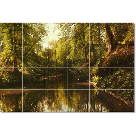 Ceramic Tile Mural-Peder Mork Monsted Country Painting 289. 25.5" w x 17" h using (24) 4.25 x 4.25 ceramic tiles