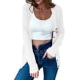 thumbnail image 4 of Hfnxid Womens Long Sleeve Cardigan Sweaters Embroidered V-Neck Sweater Lightweight Knit Coat Casual Loose Fit Fall Cover Up White L, 4 of 6