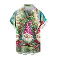 thumbnail image 5 of SERTG Men's Christmas Print Short Sleeve Shirt Lapel Collar Button Front Resort Casual Hawaiian Shirt Men Christmas Gifts Tops(Watermelon Red,L), 5 of 6