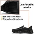 thumbnail image 2 of Men's Leather Loafers Comfortable Casual Slip-On Round Toe Shoes Hand-Stitched Non-Slip Daily Driving Office Walking Shoes Black 7 US, 2 of 7