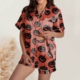 thumbnail image 4 of Womens Pajama Sets 2 Piece Outfits Short Sleeve V Neck Shorts Set Sleepwear Loungewear Nightwear Nightclothes Homewear, 4 of 6