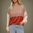thumbnail image 2 of FAIWAD Long Sleeve Tops for Women Casual Loose Color Block Ribbed Knit Crewneck Pullover Trendy Work Clothes, 2 of 8