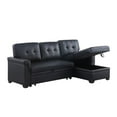 thumbnail image 2 of Bowery Hill Black Vegan Faux Leather Reversible Sleeper Sofa with Storage Chaise, 2 of 10